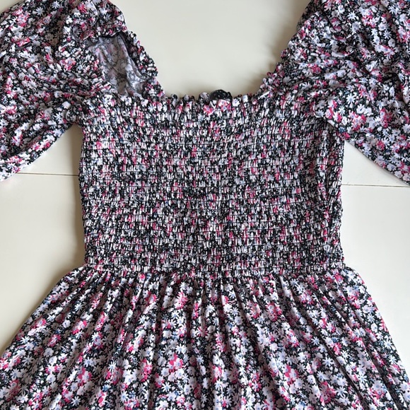 Pink and White Smocked Scoop Neck Midi Dress - Picture 6 of 6